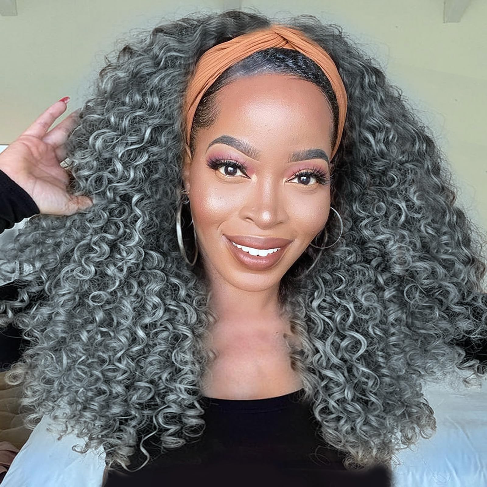 Amazon.com : Aisaide Kinky Curly Headband Wig 16 Inch Synthetic