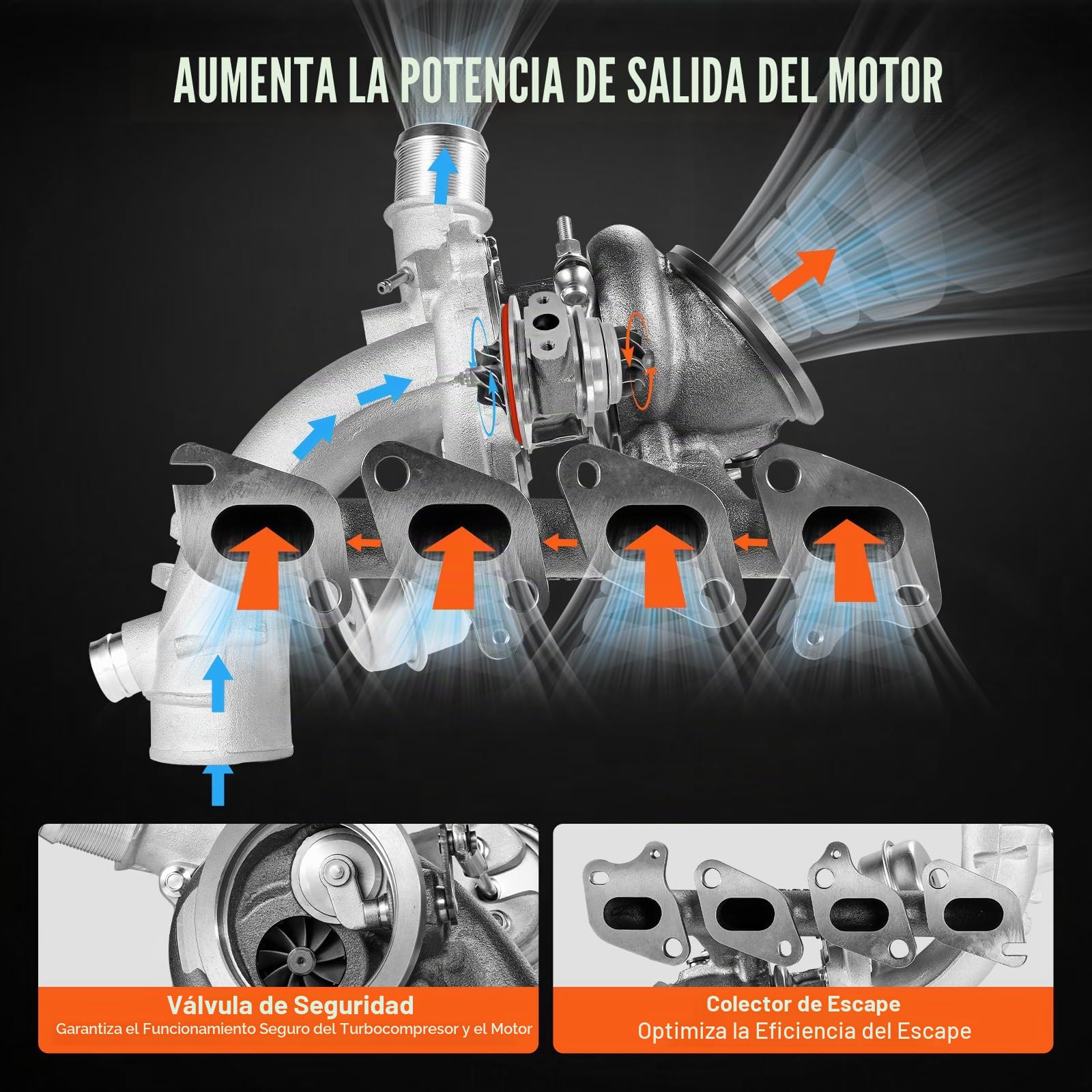 VEVOR Turbo con Kit Juntas, Turbocompresor a Motores de Automóviles, Compatible con Chevy Chevrolet Cruze 2011-2019, 1.4T, 781504-5001S, 781504-0005, 55565353, 781504-0001, 860156, 330 x 270 x 195 mm