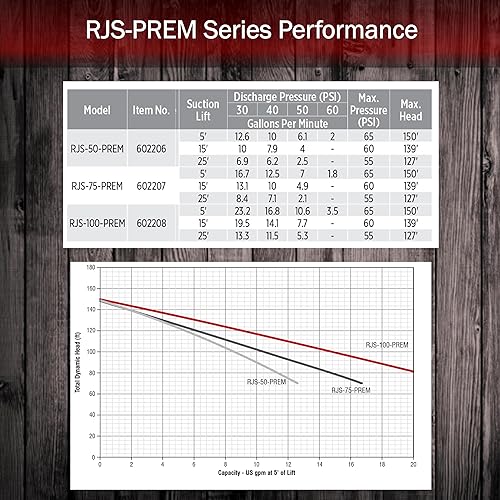 Miniatura 5 de Bomba de chorro Red Lion RJS-50-PREM para pozos poco profundos, de hierro fundido, Rojo, RJS-50-PREM