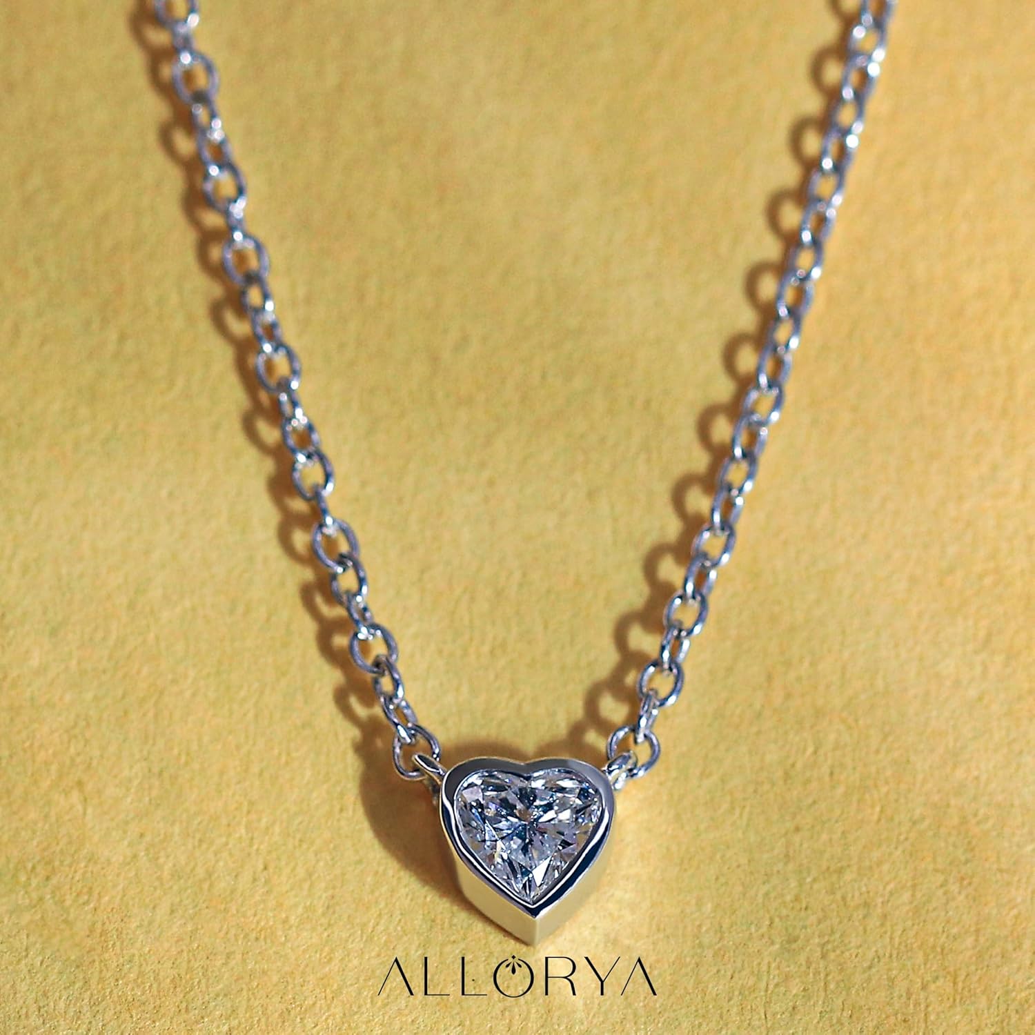 0.25-2.00 Cttw Heart Cut Lab Grown White Diamond Solitaire Bezel Set Pendant Necklace with 18 inch Silver Chain for Her in 925 Sterling Silver
