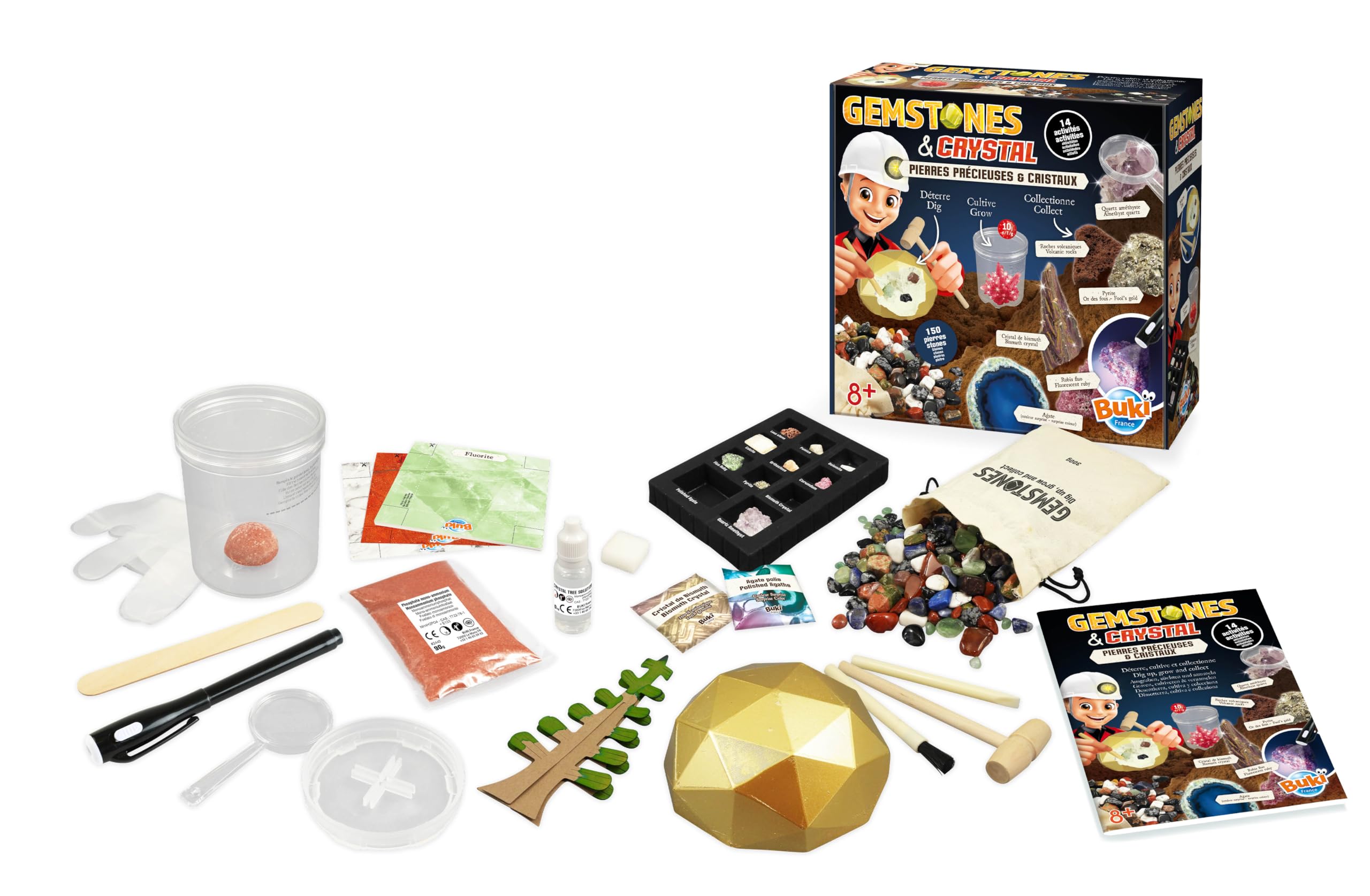 BUKI 2440 - Set de Piedras Preciosas y Cristales con 27 Piedras auténticas y 8 en Bruto – Kit para niños Desde 8 años