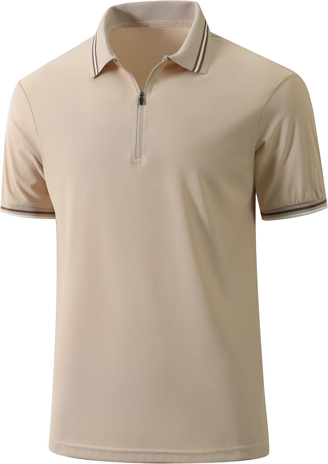 HYPESTFIT Men's Polo Shirts Short Sleeve Zip Collared Golf Shirt Business Casual Top for Summer Work Tee Shirt