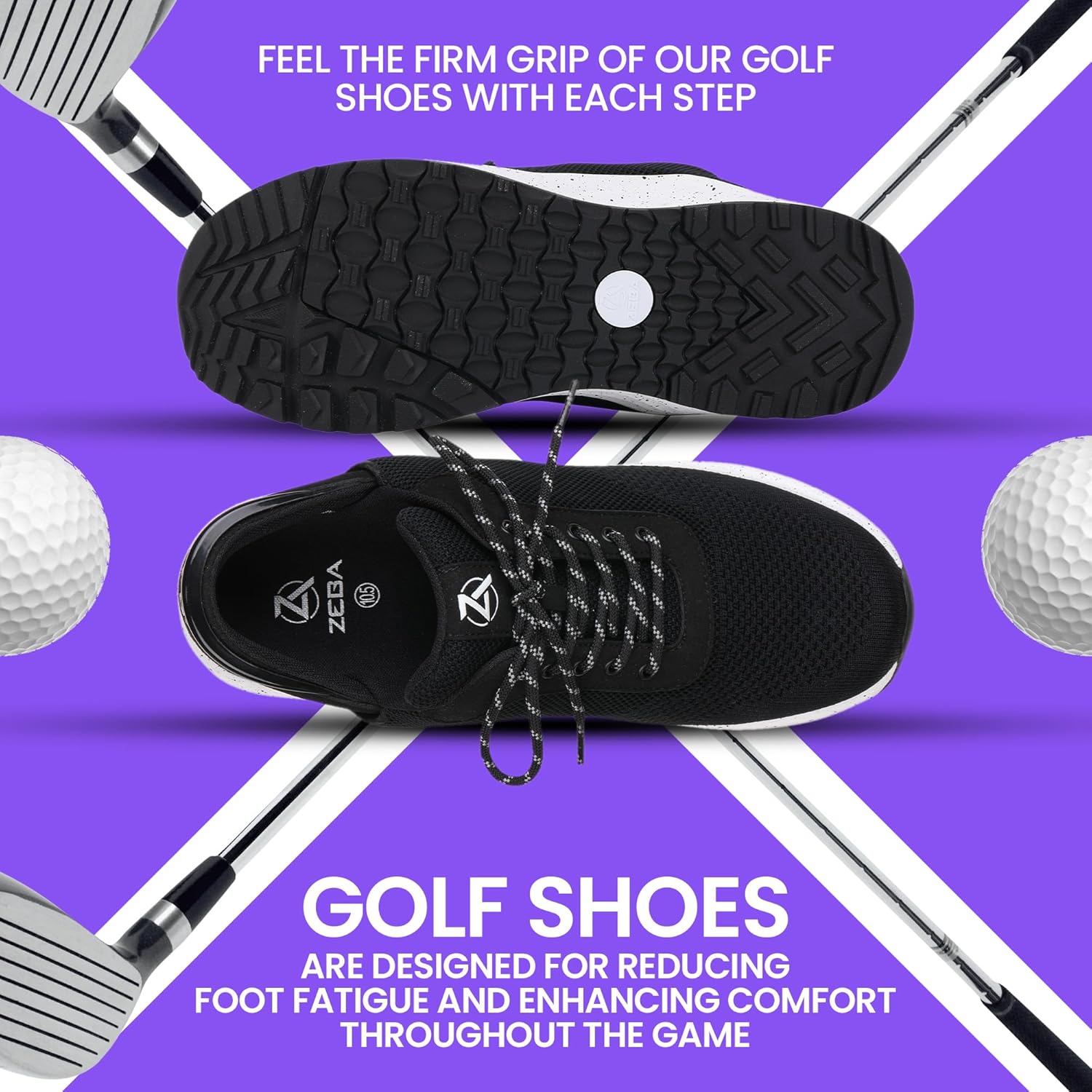 ZEBA Handsfree Slip-On Mens Golf Shoes - Enhanced Stability, Supreme Comfort, and Reliable Slip Resistance with Our Golf Shoes