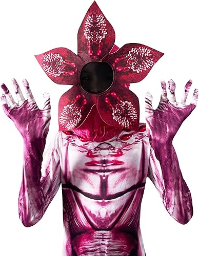 Miniatura 2 de Disfraz de Demogorgon para niños, overol de cosplay de monstruo de flores aterradoras con máscara aterradora para Halloween
