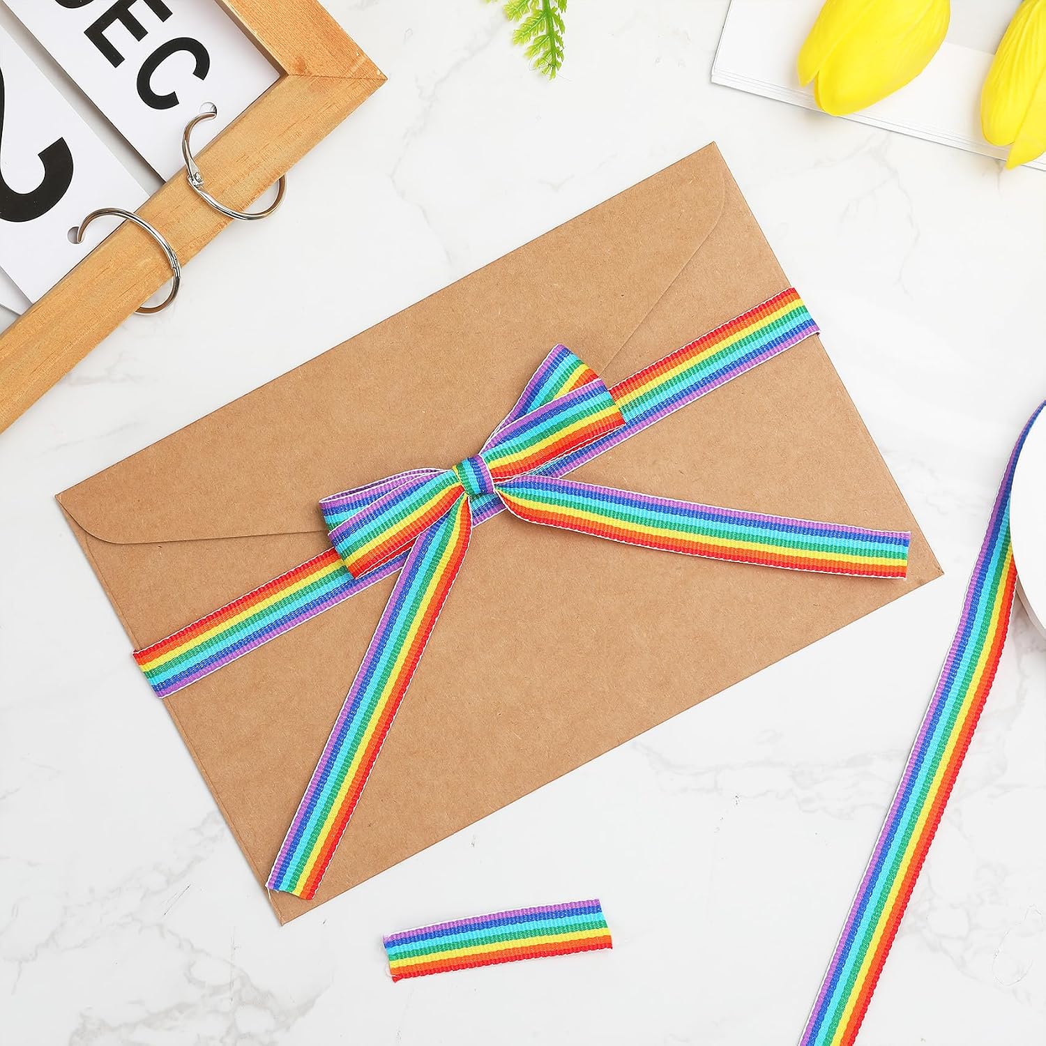 Rainbow Striped Ribbon 5/8 Inch Rainbow Grosgrain Ribbon 25 Yards Colorful Pride Fabric Ribbons for Gift Wrapping Pride Decor DIY Crafts Sewing Hair Bows Flower Bouquet Holiday Party