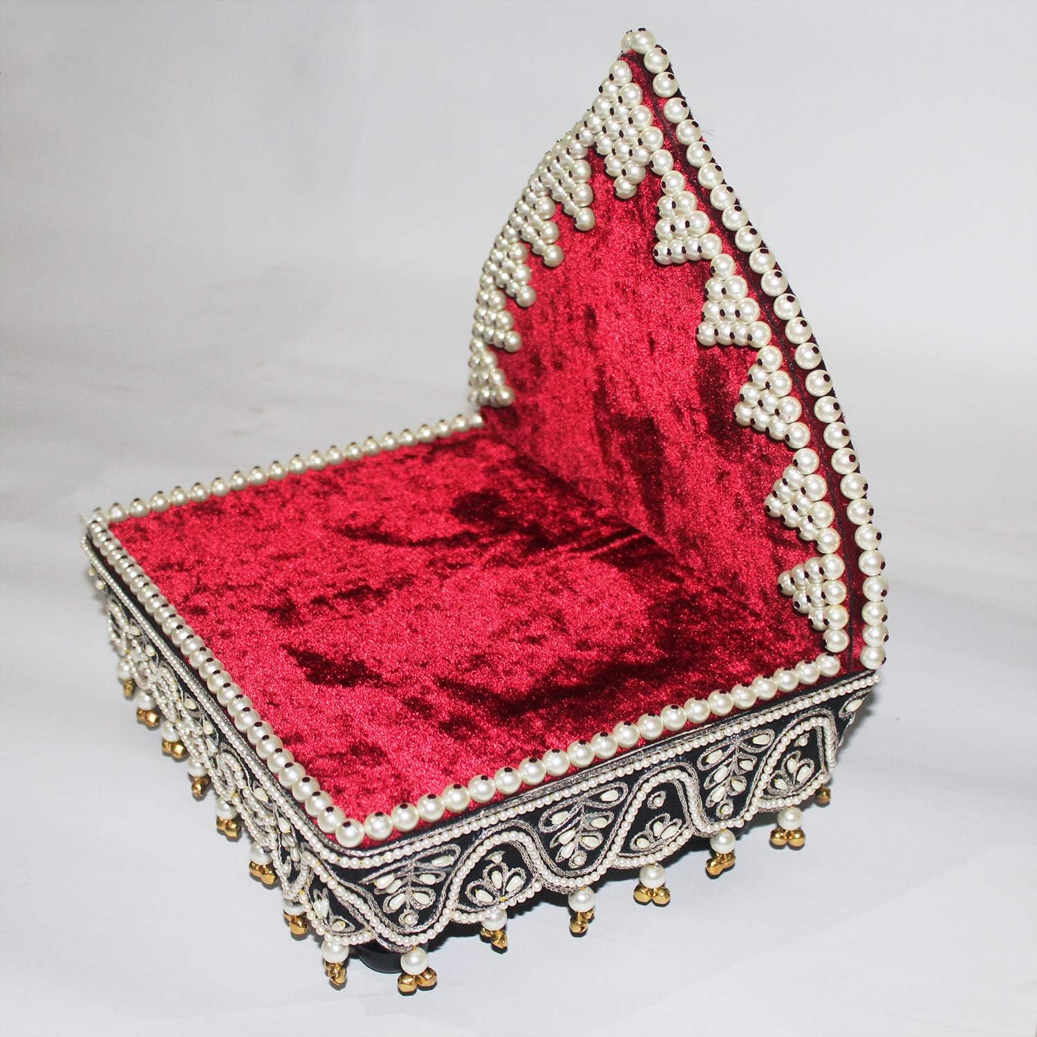 Rudra Handicraft Wood Pooja Singhasan (22 x 26 x 28 cm, Maroon)