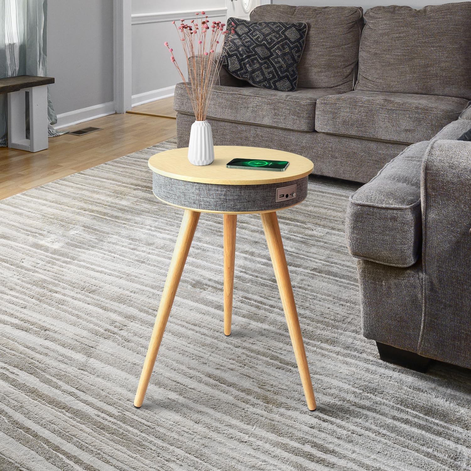 Photo 1 of ***SIMILAR*** Smart End Table with Bluetooth Speakers, Round Side Table with Wireless Charger, Smart Coffee Table for Outdoor Pool Parties Patio Camping, 360 Degree Premium Sound (Black)