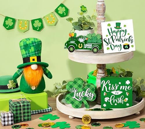 Miniatura 5 de Juego de 21 piezas de decoración del día de San Patricio para el hogar decoración de bandeja escalonada para el día de San Patricio decoración de