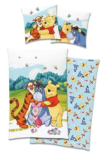 Herding Winnie the Pooh Bettwäsche 80x80 135x200cm, 100% Baumwolle Renforce mit Reißverschluss