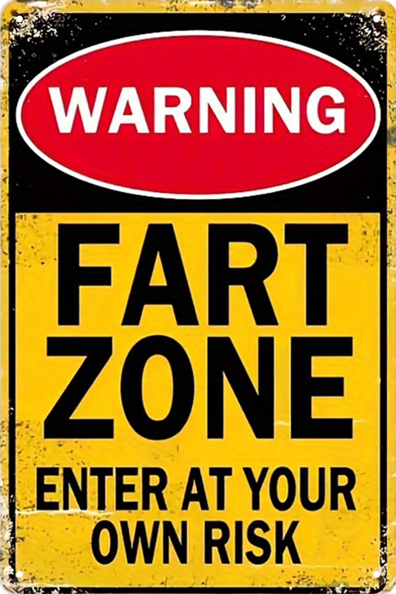Formeyart Warning: Fart Zone Retro Warning Tin Sign,Vintage Beware Metal Sign Wall Decor For Outdoors Bar Yard, Farm, Fence, Home, 8X12 Inches (Warning: Fart Zone)