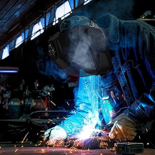 Miniatura 8 de Vista panorámica Casco de soldadura con oscurecimiento automático, color verdadero, 4 sensores de arco, máscara de soldadura, visión grande, 3.94