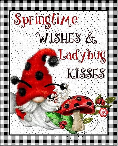 Challenge - Rompecabezas de madera de 1000 piezas para adultos, deseos de primavera y besos de mariquita, rompecabezas de gnomo de mariquita,