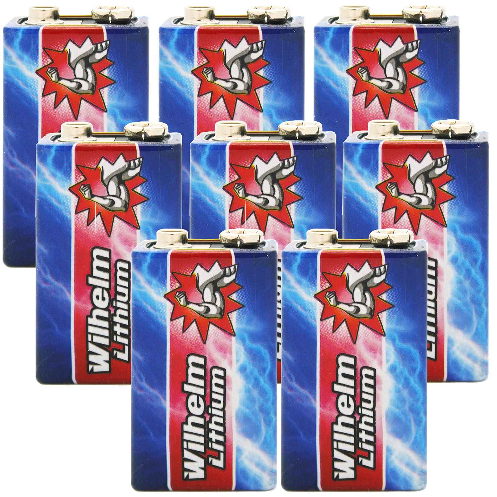 Wilhelm 9V Lithium Block Batterie für Rauchmelder 6LR61 9 Volt – 8 Stück