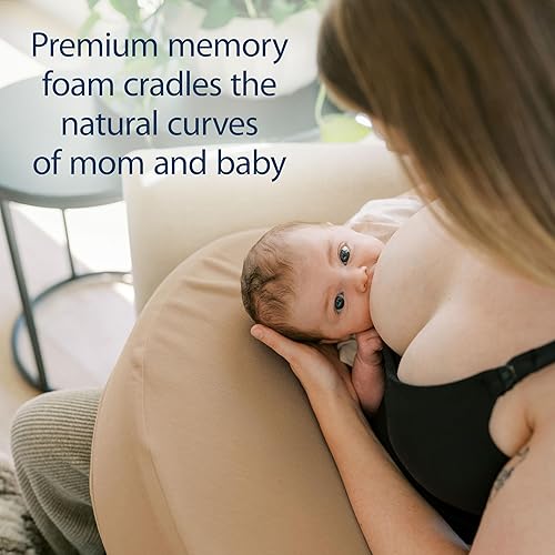 Miniatura 2 de Dr. Brown's Almohada de apoyo de alimentación con funda, gris claro y funda de almohada, beige suave