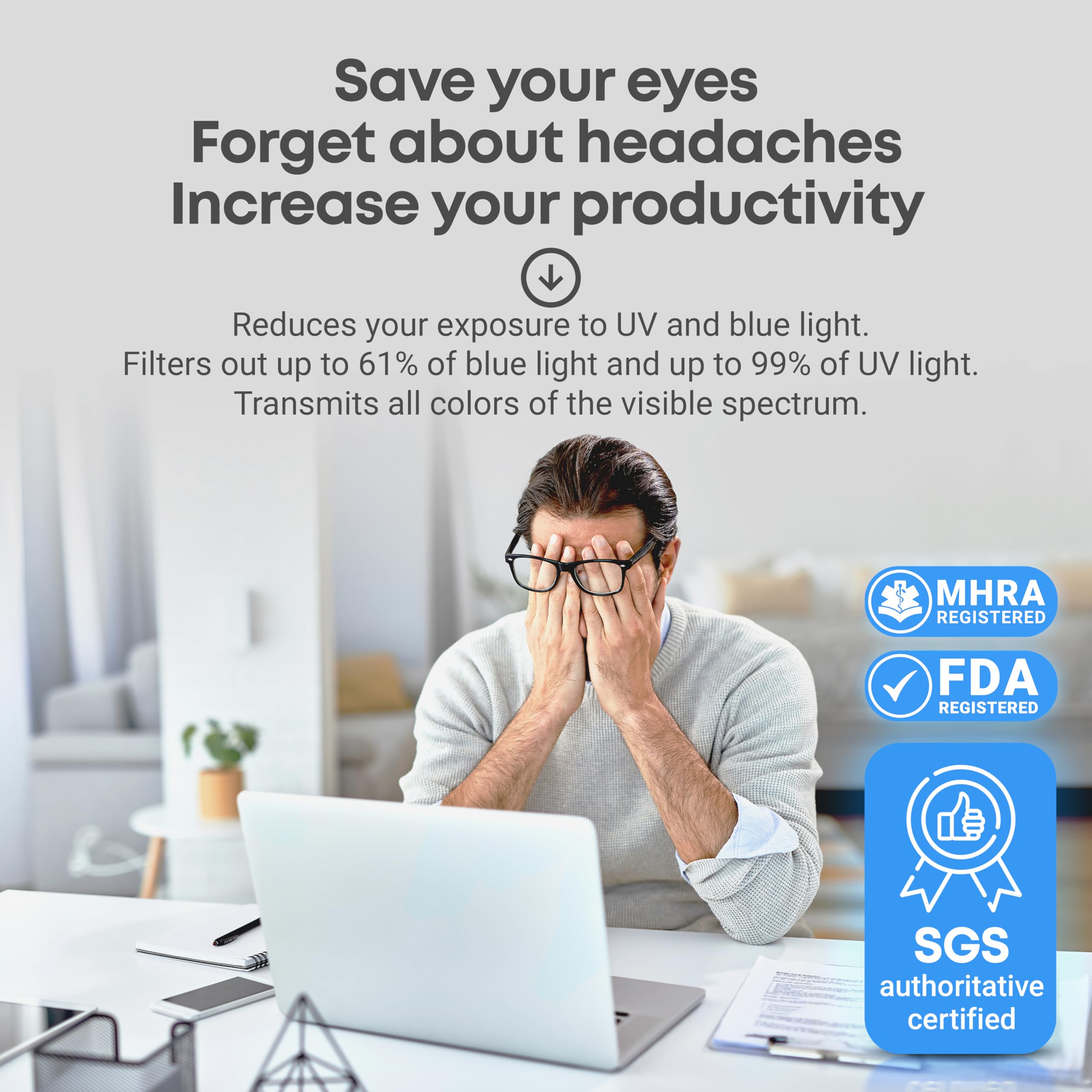 Blue Light Blocking Screen Protector 22 Inch Anti-Glare Panel For 16:10 Widescreen Computer Monitor And Laptop - PC Anti-UV Eye Protection Filter Film - Anti-Scratch Diagonal Frame Shield [1 Pack Privacy Screen