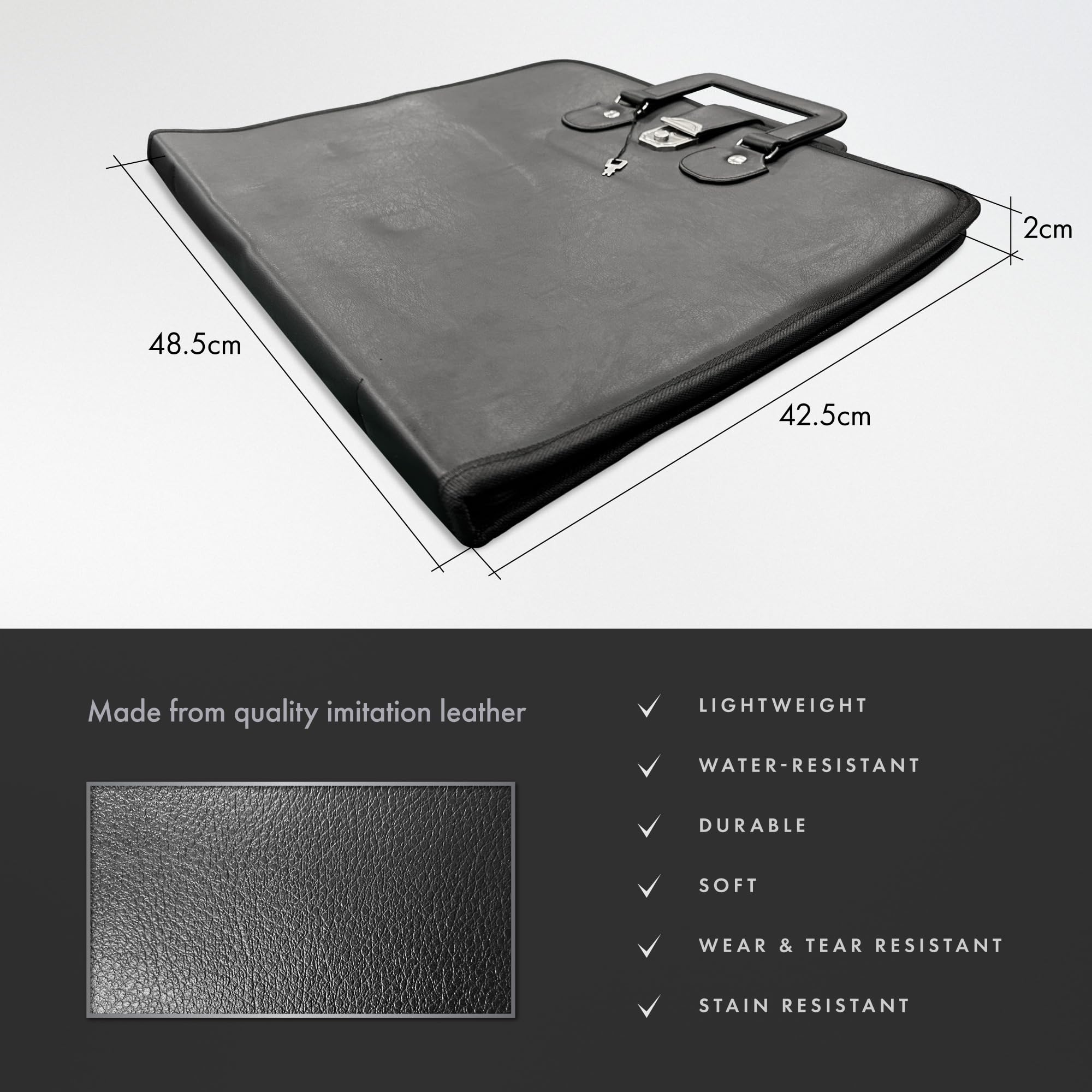 THE MASONIC COLLECTION Freemasons Provincial - Funda blanda con diseño de maletín - Fabricado con piel sintética - Resistente al agua - Accesorio de regalo para hombre, Black, 48.5cm x 42.5cm x 2cm