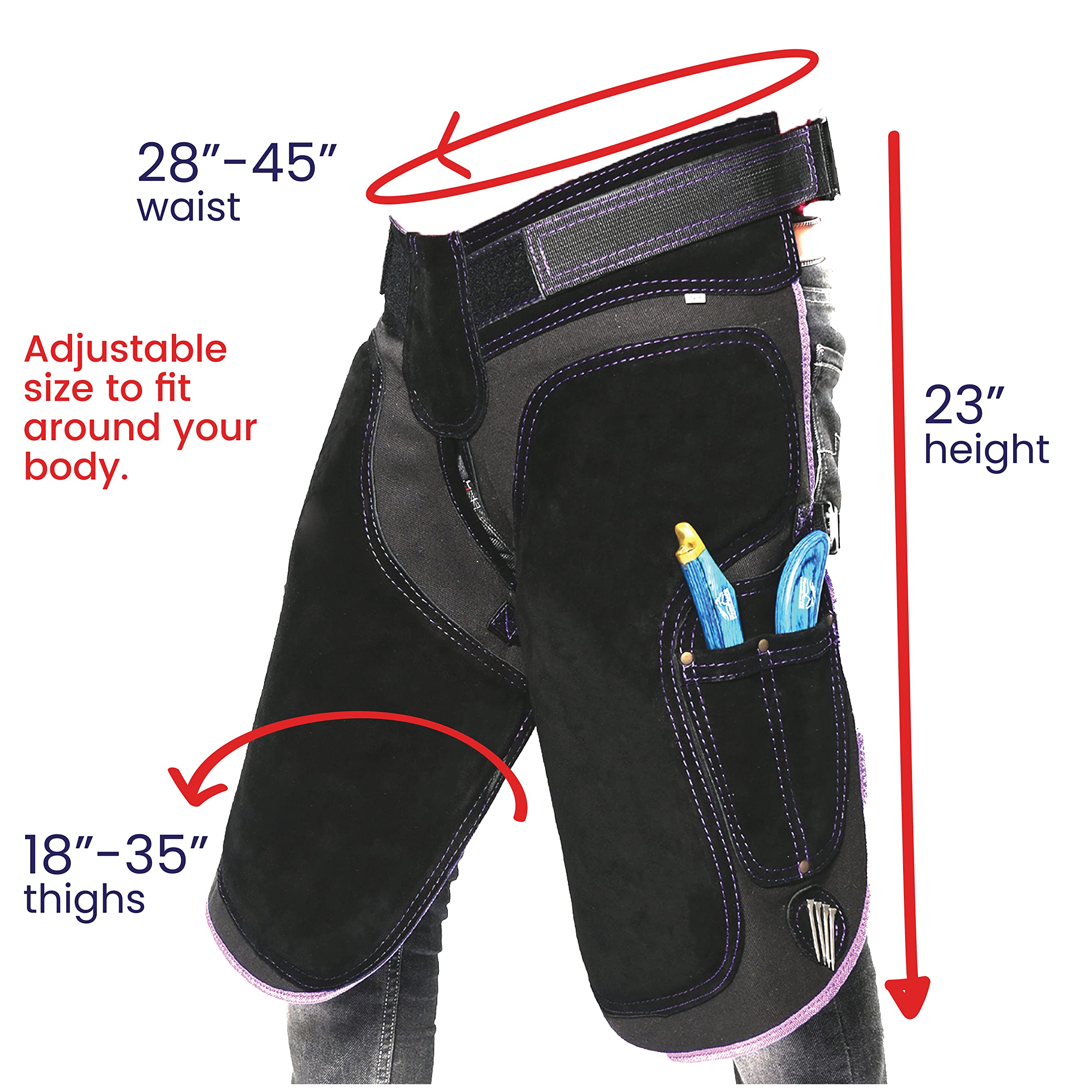 Equine Care Delantal Farrier con 4 bolsillos para cuchillos y 2 imanes para uñas, para zapatos de caballo, 23 pulgadas, 59 cm