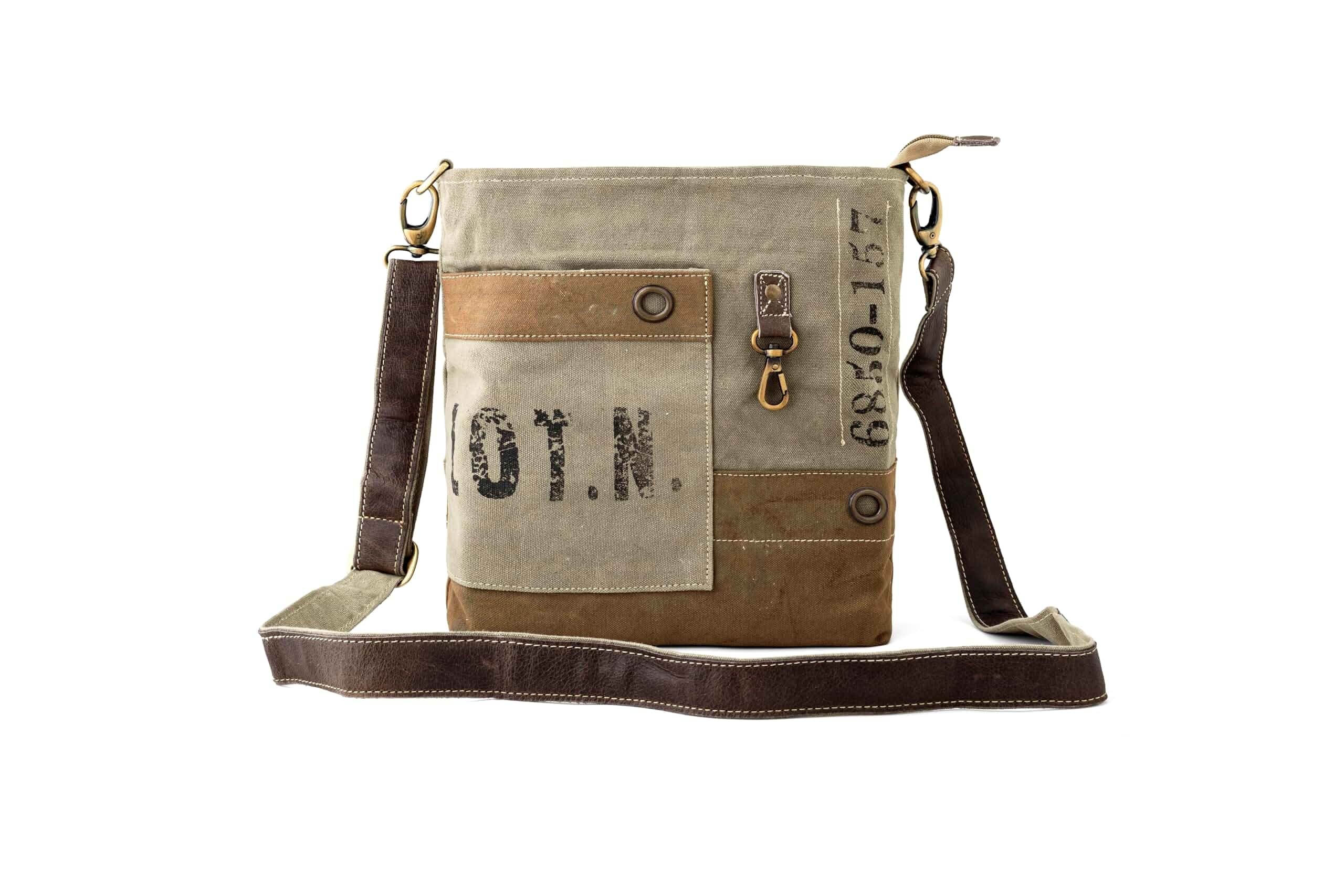 3B SHOUZO Messenger and Shoulder Bag - Upcycled Vintage Canvas & Leather