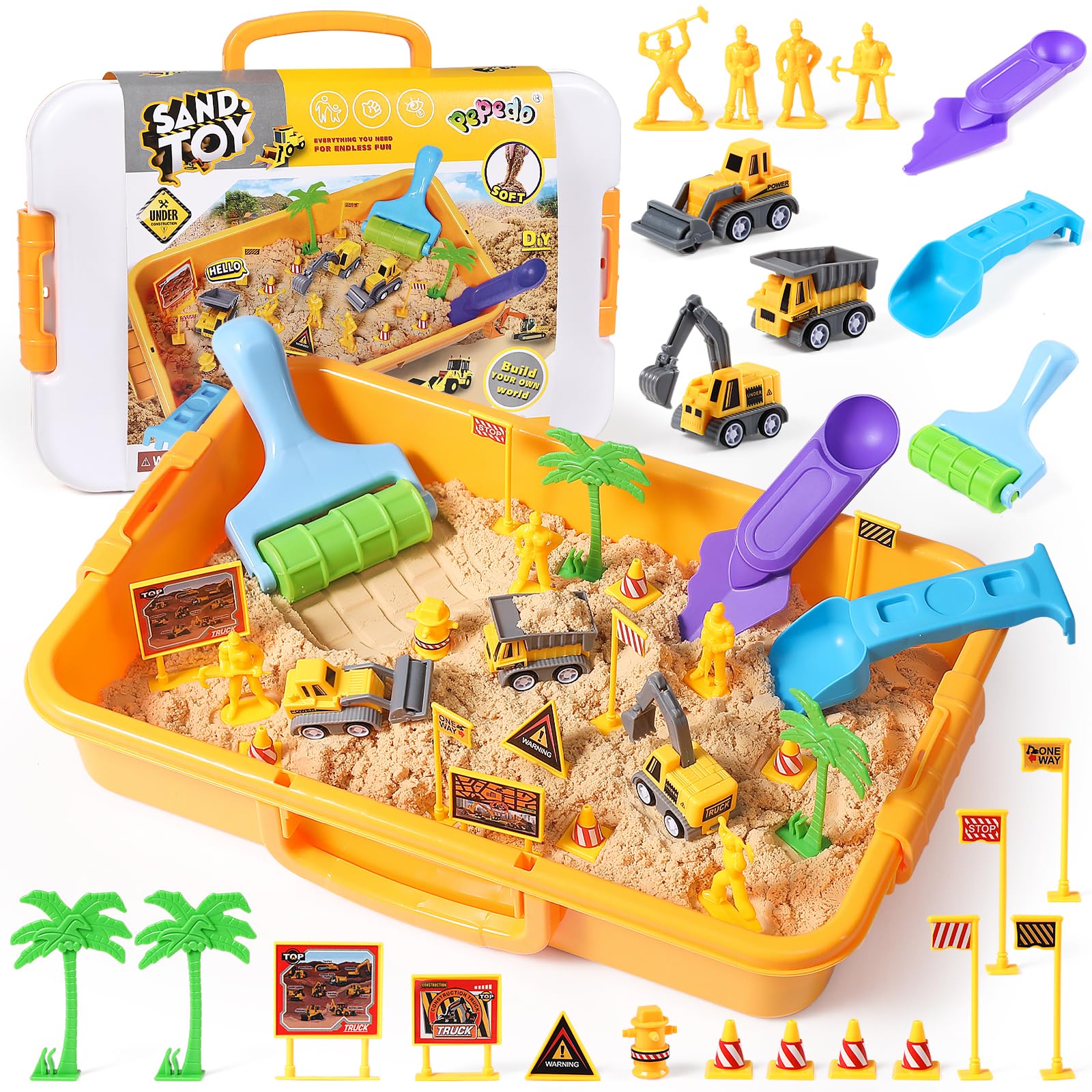 Construction Sensory Bin, 3.3lbs Sensory Sand, Play Sand for Kids 3+
