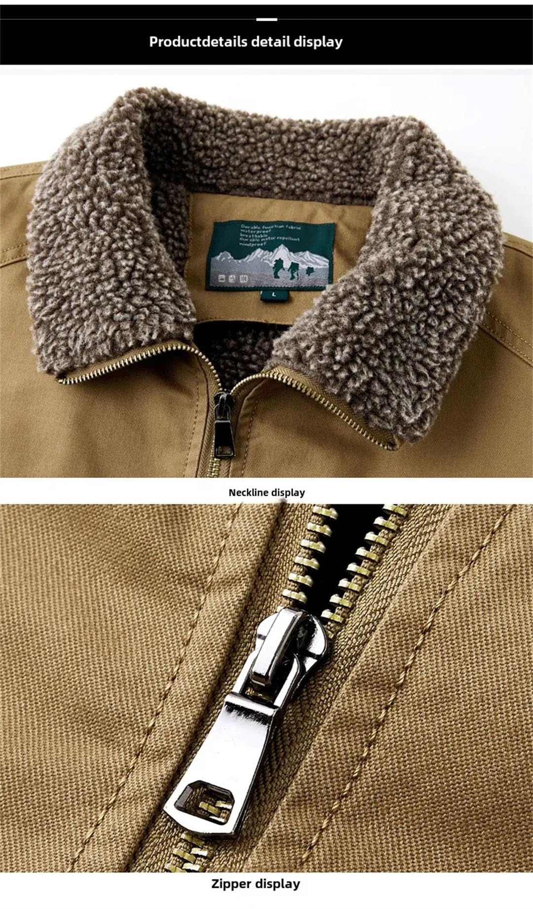 Inverno degli uomini vestiti imbottiti in pile termico lavoro plus size campeggio all'aperto risvolto cappotto giacca in lana d'agnello