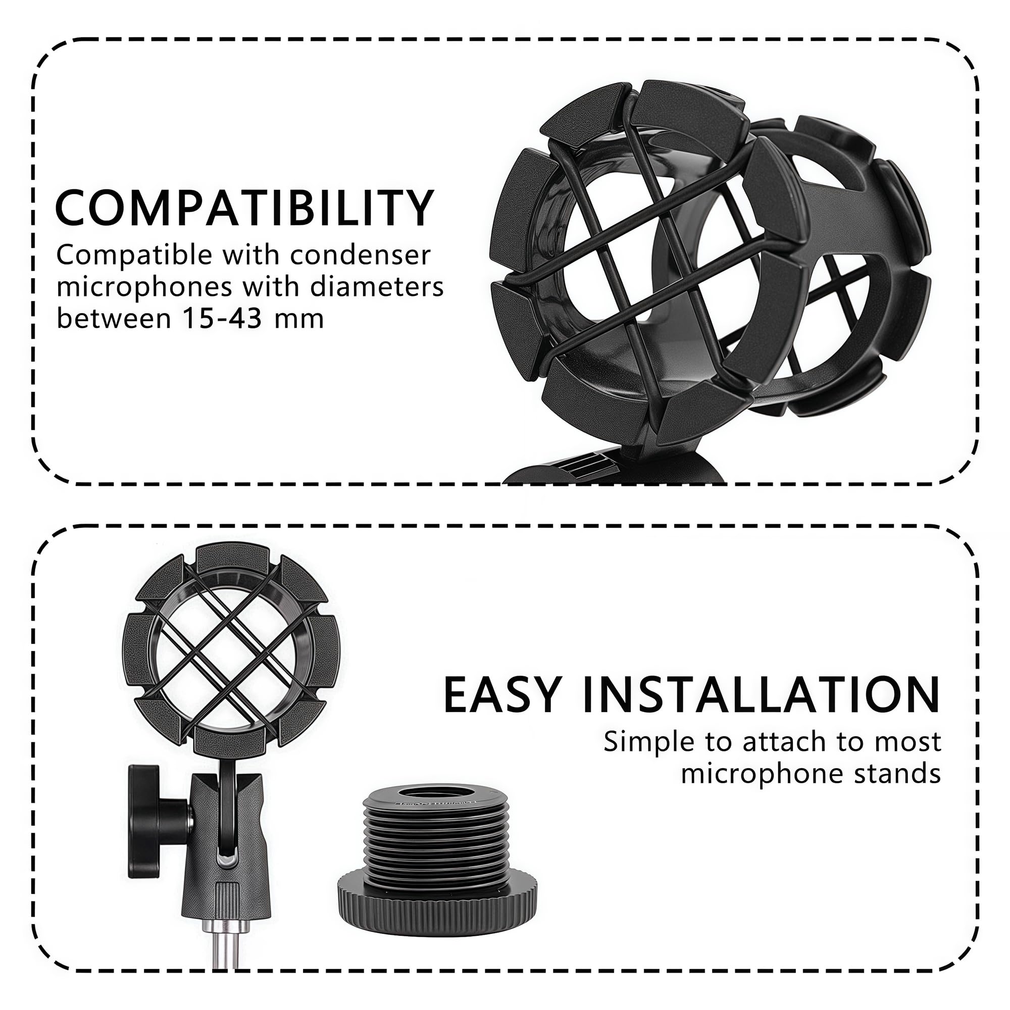 Musiin Microphone Shockproof Shock-absorbing Stand, Compatible with Rode/Sennheiser/AKG,Condenser Microphones - Image 2