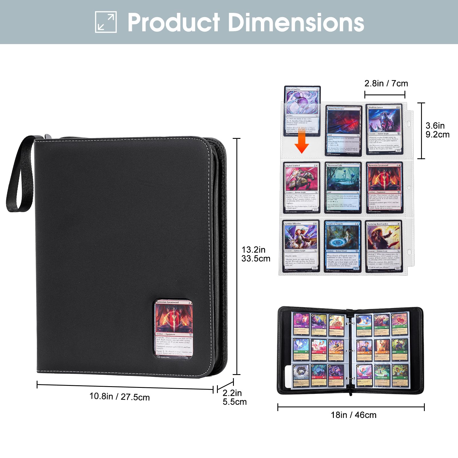 ProCase Album na karty, album na karty, 900 kieszeni, na Magic, TCG, Yu Gi Oh, MTG, czarny