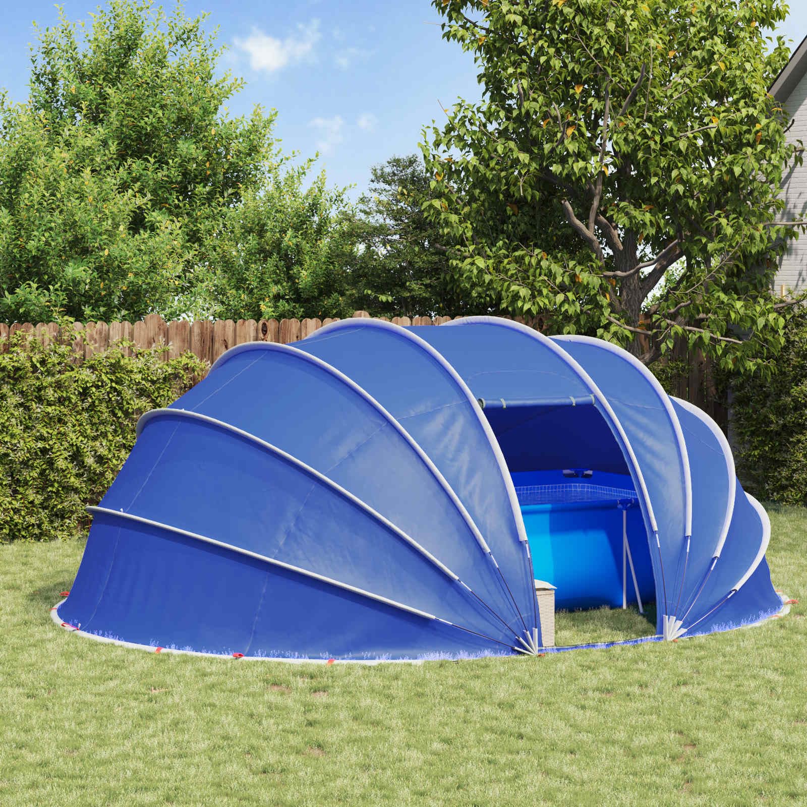 Tenda a cupola per piscina, 538 x 440 x 204 cm, colore azzurro, telone protettivo per piscina, per uso estivo e invernale