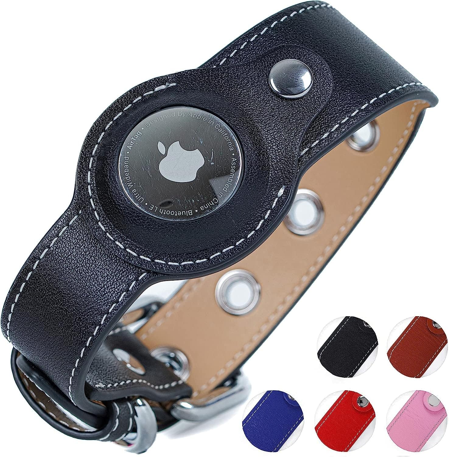 Safe Paws Genuine Leather Airtag Collar for Dogs & Cats