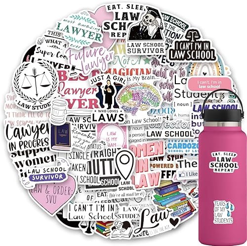 Calcomanías de la escuela de leyes 100 unidades, calcomanías de vinilo para la escuela de leyes, calcomanías de abogado, calcomanías para laptop,