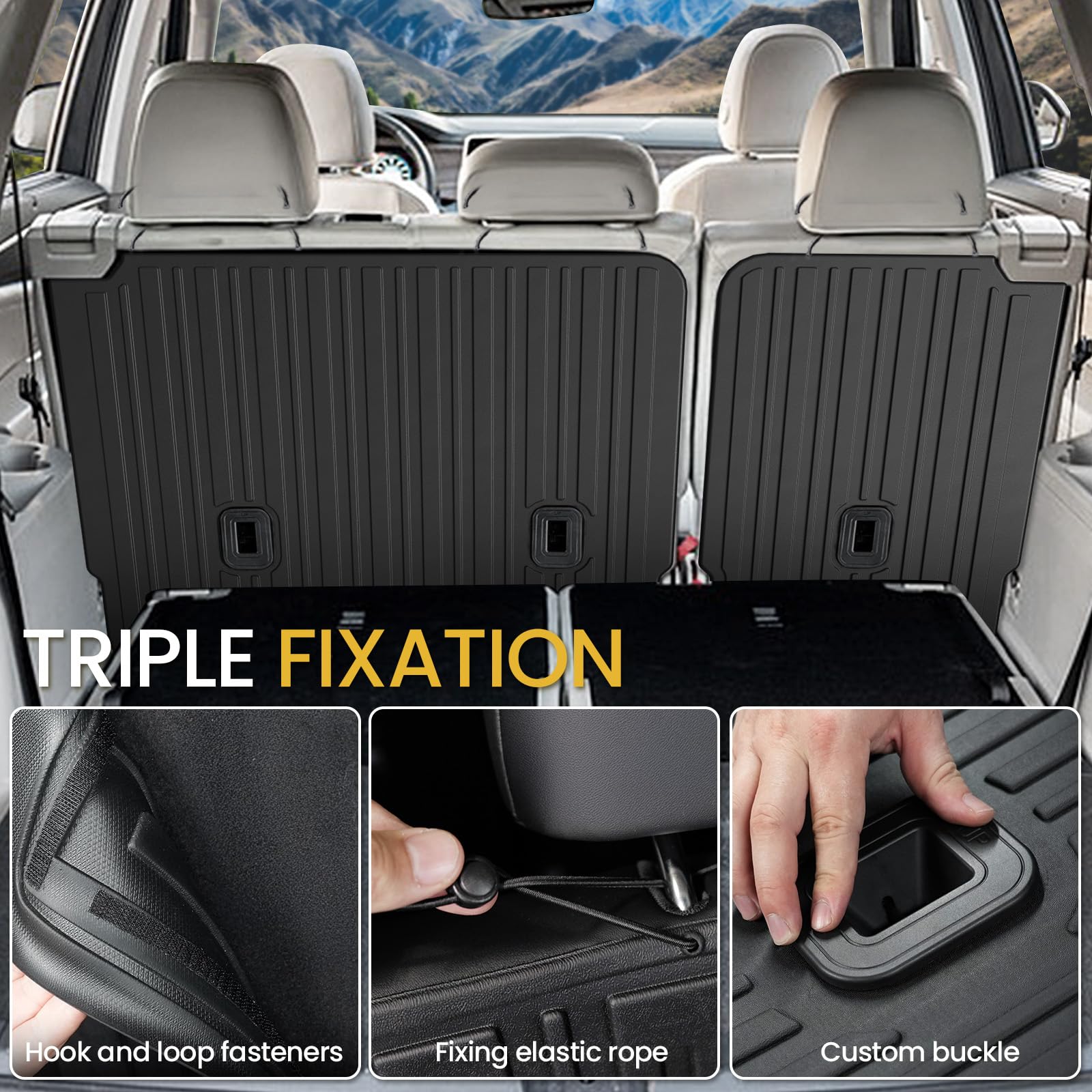 JOULARISE Kick Mats Backrest Mats for 2018-2025 Volkswagen VW Atlas Bench Seat Car Mat Accessories(Not Fit Cross Sport), All Weather TPE Protector SEL SE Peak Edition(2nd Row Kick Mats 7 Seats)