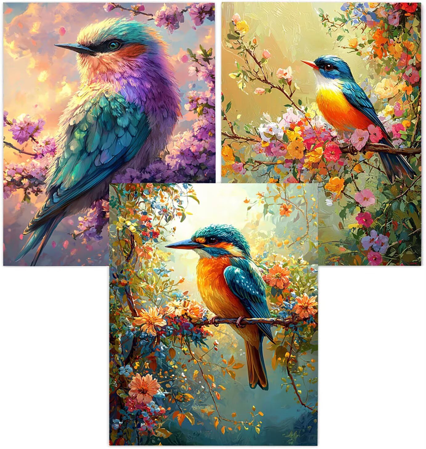 Cnyaunfi 3 Pezzi Animali Pittura Diamante Fai-Da-Te 5D Blu Diamond Painting Kit Completo per Hobby Creativi Adulti, Pittura Diamante Artigianale Per La Decorazione Della Parete Di Casa 70x90cm YF-3426