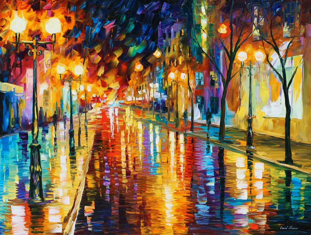 Limited Edition Modern Wall Art Decor Print On Canvas By Leonid Afremov - Night Perspective