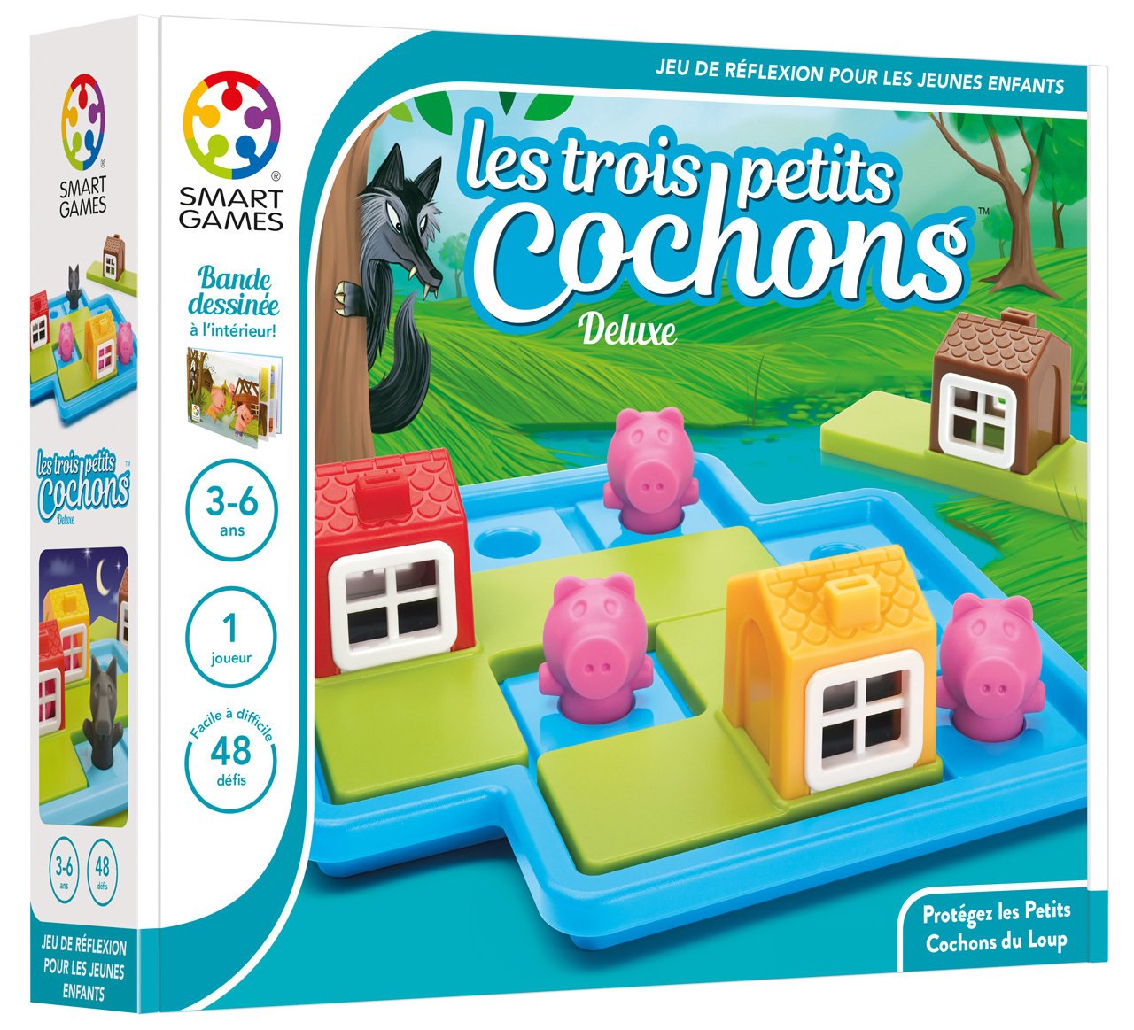 SmartGames - SG 023 FR - Les 3 Petits Cochons - Jeu de Réflexion de Logique et d'Observation & SG 090 FR - Jeu de réflexion - Tangram en 3D - Code Couleur