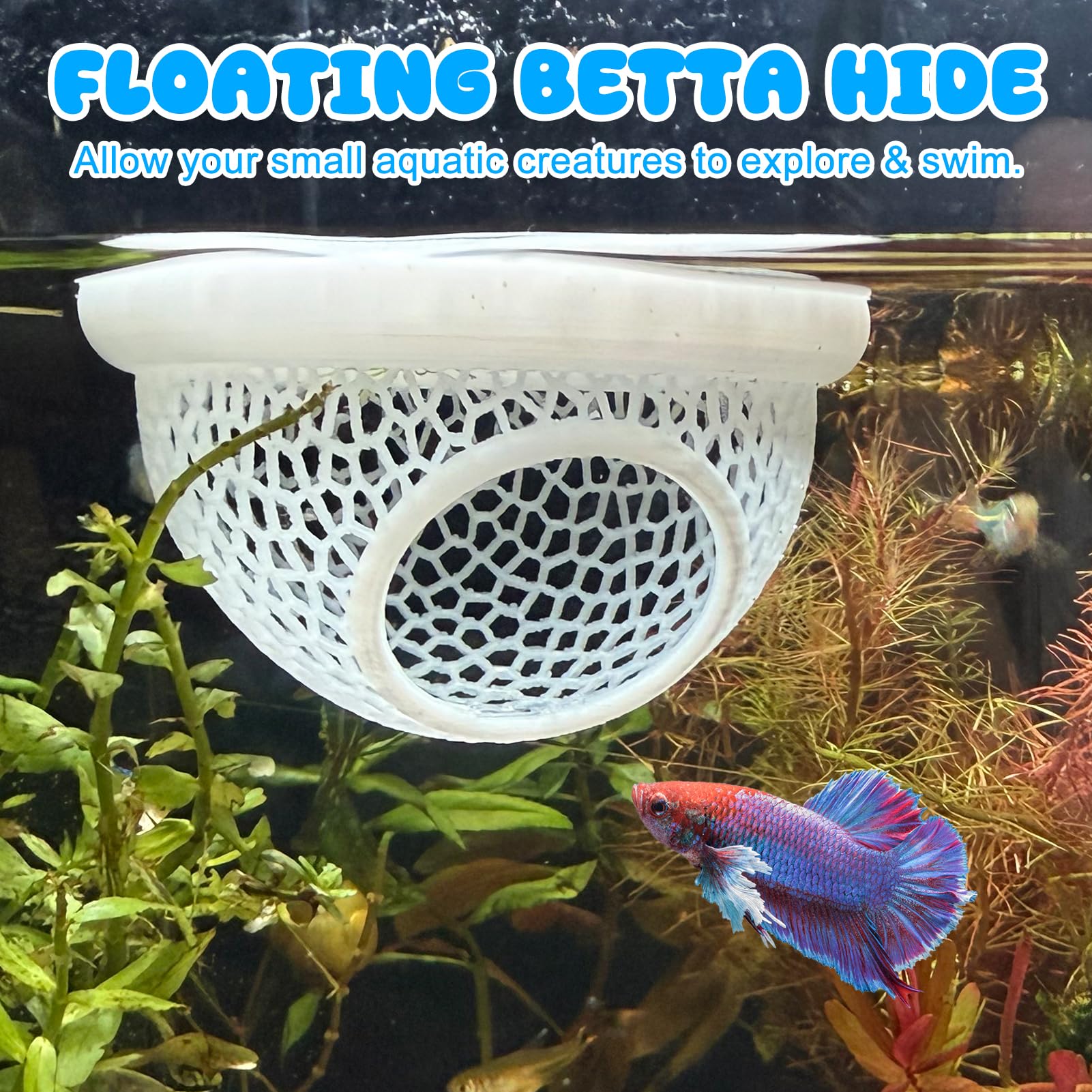 Betta Hide & Shrimp Cave - Aquarium Hammock & Feeder -5 Betta Hide & Shrimp Cave - Aquarium Hammock & Feeder -5