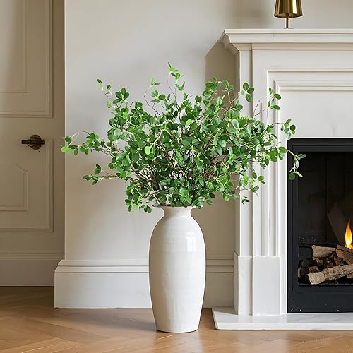 Miniatura 8 de Htmeing Eucalytus artificiales ramas verdes imitación ficus ramita casa oficina tienda decoración (2 piezas)