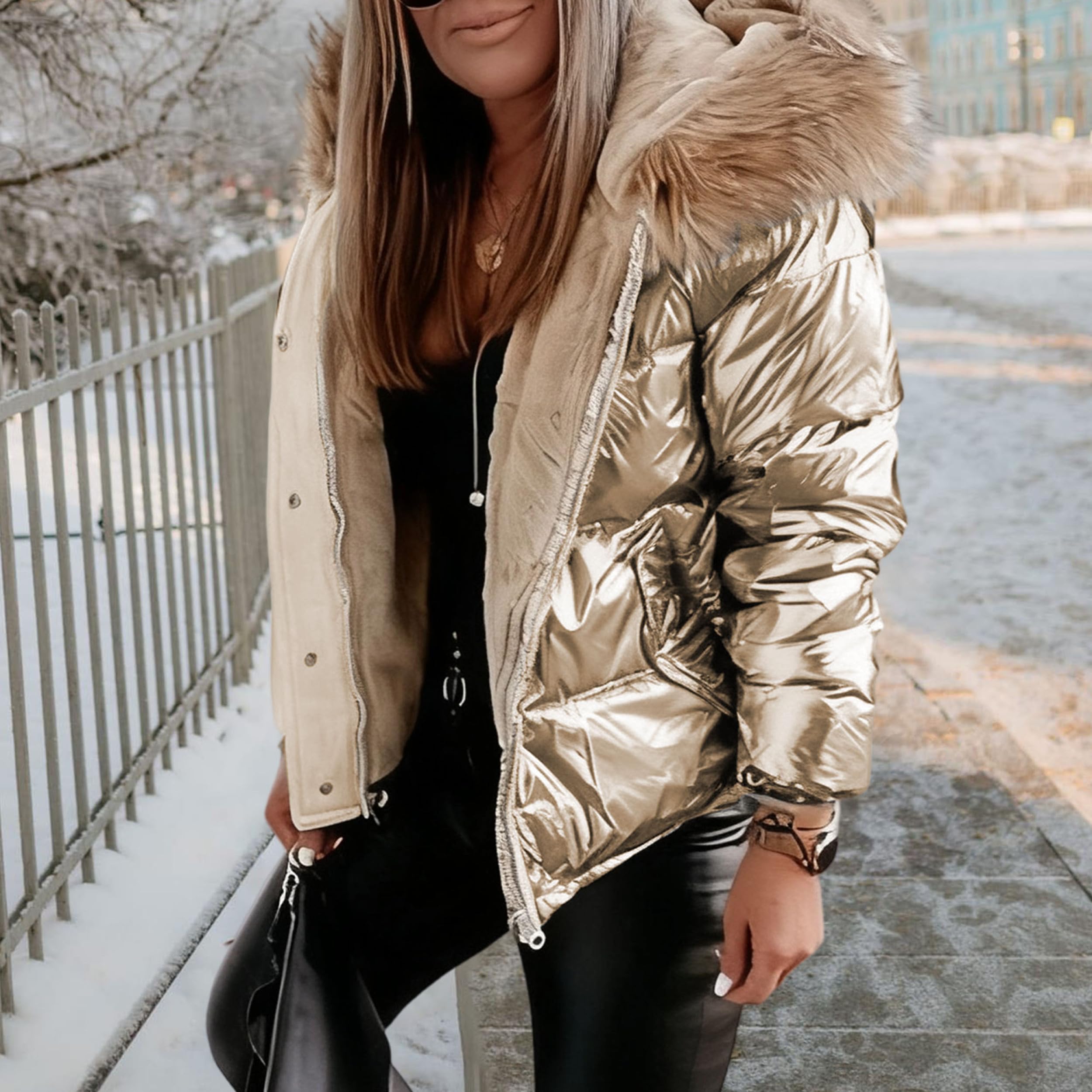 Doudoune matelassée pour femme, manteau d'hiver à col et capuche, parka d'extérieur