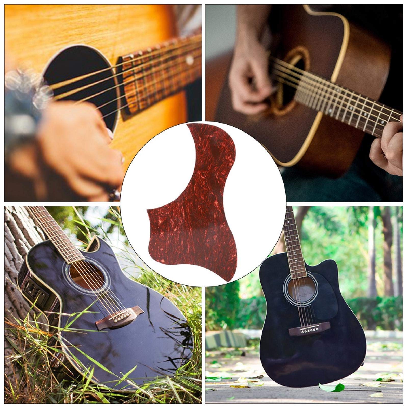 Battipenna per Chitarra Acustica, Adesivo Protettivo Design Anatra Tartarugata Rossa, PVC, Accessorio Universale per Chitarra Acustica Folk