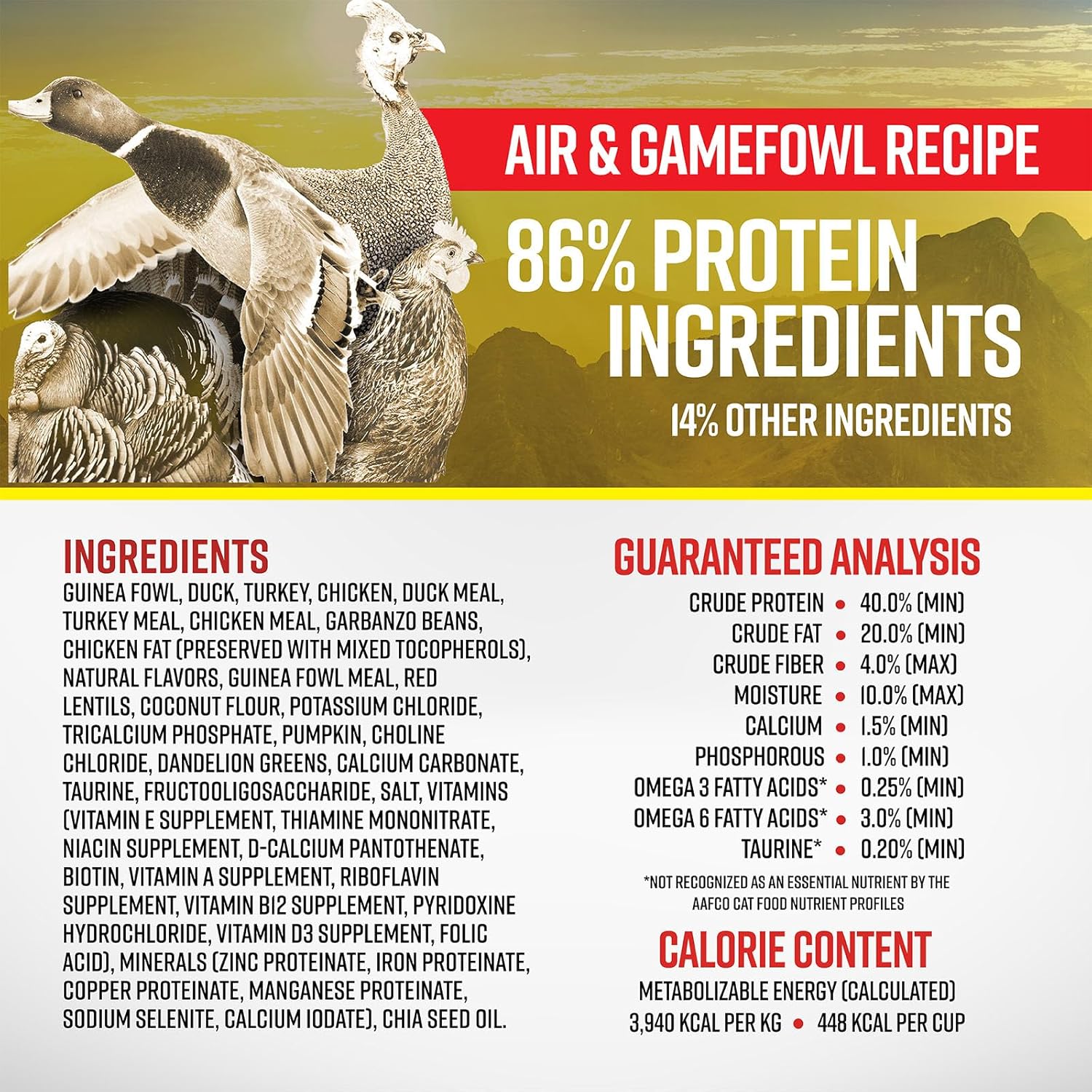 Essence AIR & Gamefowl CAT Recipe Dry CAT Food, 4LB Bag