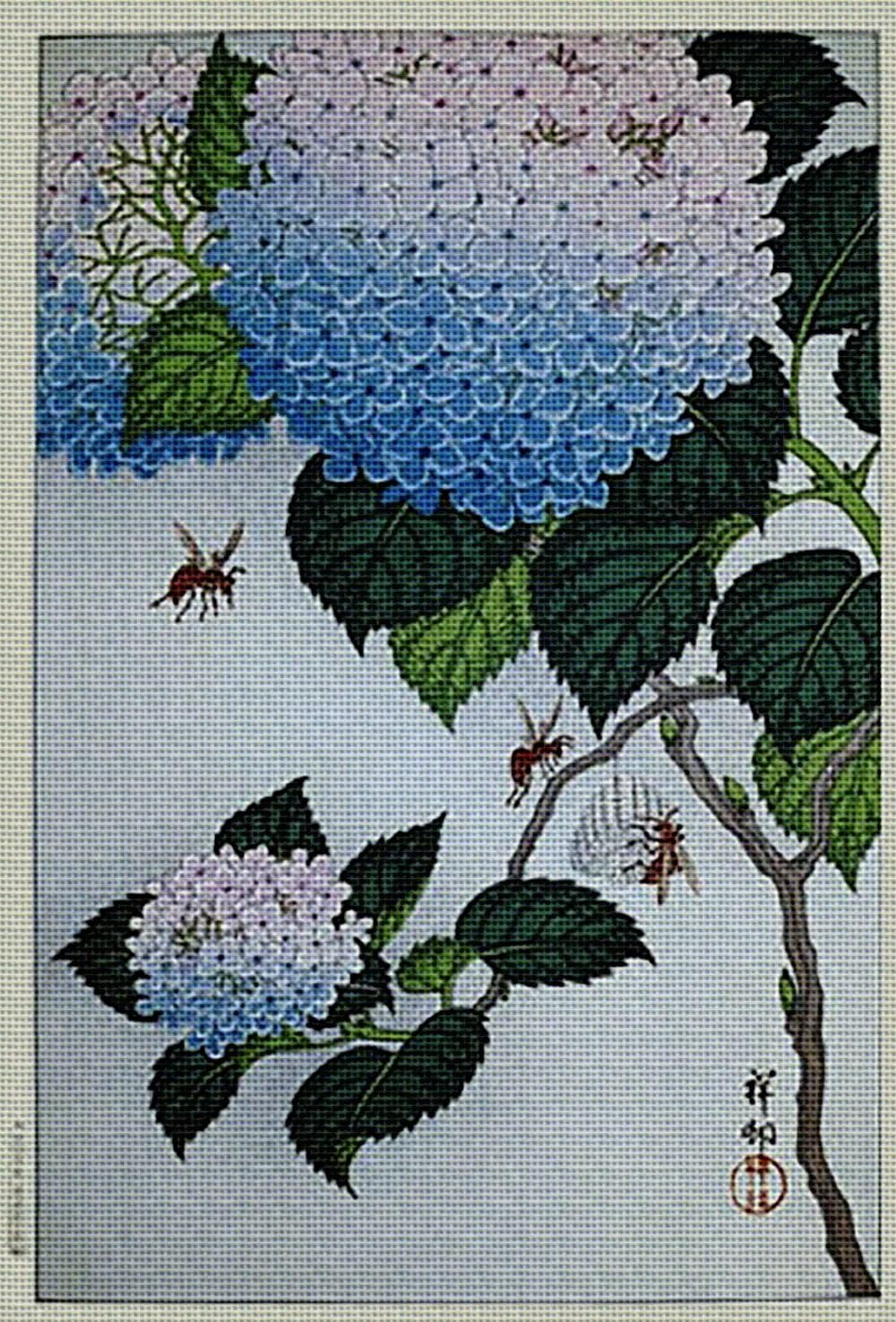 Art Needlepoint Bees and Hydrangea Kit
