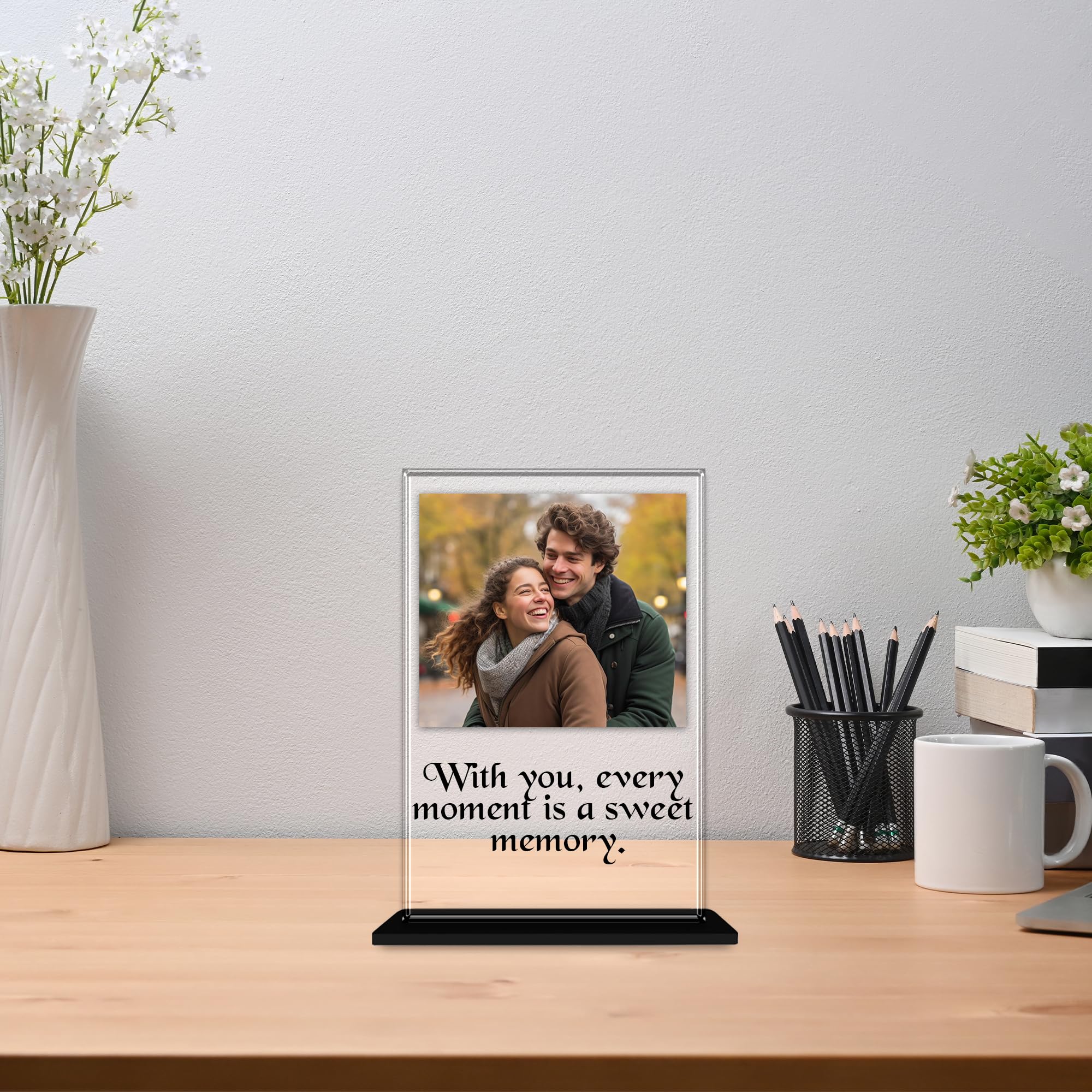 CLAWCRAFTS Custom Text and Customised Photo Frame Personalized with Stand |Table Top Photo Frames | Anniversary Gift| Birthday Gift | Acrylic Photo Print | Perfect For Gifting (Frame 8)