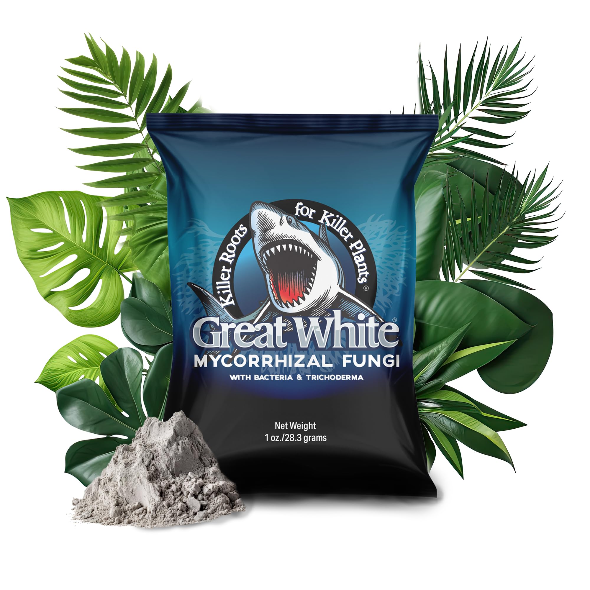 Great White Mycorrhizal Fungi Root Enhancer, Concentrated 3-in-1 Formula, 9-Strain 387 Spores/gram, 6 Million CFU/gram Bacteria, 2-Strains Trichoderma, 1 oz Treats 1,000