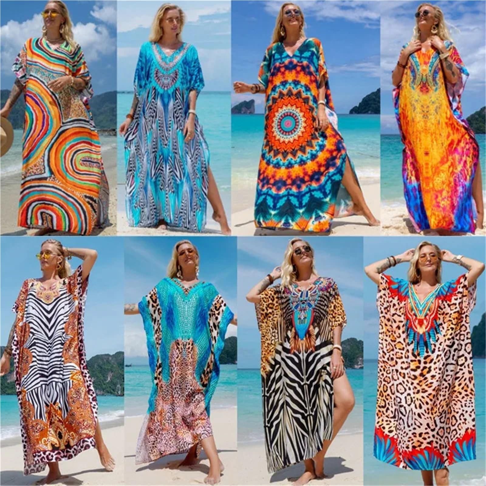 Copricostume da Bikini Abiti da Donna Taglie Forti Abito con Scollo a V Ampio per Vacanza