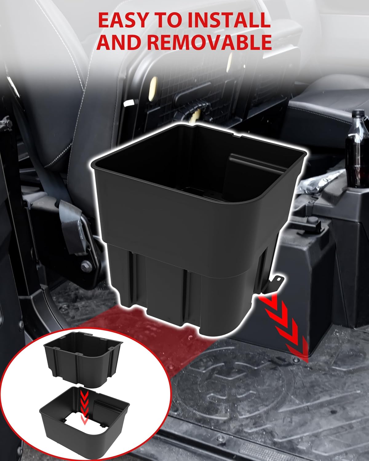 SAUTVS 20.5L Under Seat Storage Box Compatible with Polaris Ranger XD 1500 2024-2026 Accessories, Combined Front Rear Under Passenger Seat Storage Bin for Polaris Ranger XD 1500/Crew 2024+