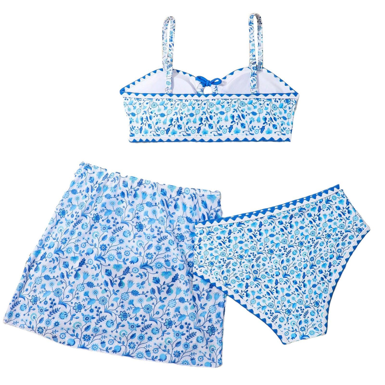 Generisch Traje de baño para niños y niñas, traje de baño de bikini con estampado floral, tankini de dos piezas, parte superior e inferior con funda para niños pequeños, verano, playa, piscina, fiesta