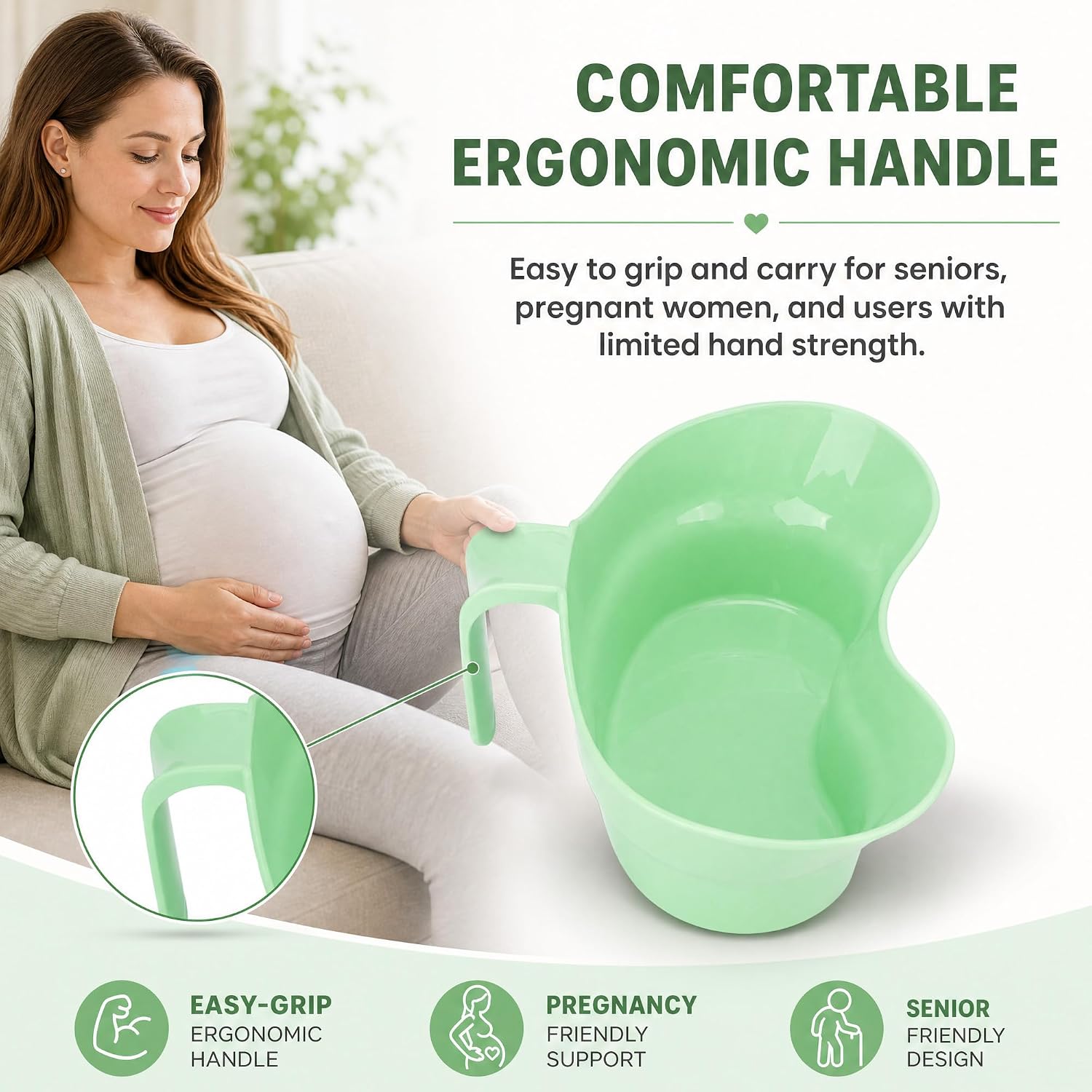 Emesis Basin, Kidney Tray Plastic with Handle, Oral Care Spit Cup Vomit Bowl for Bedridden Patients, Elderly, or Sick Individuals, Includes Mouthwash Cup and Vomit Bowl Function