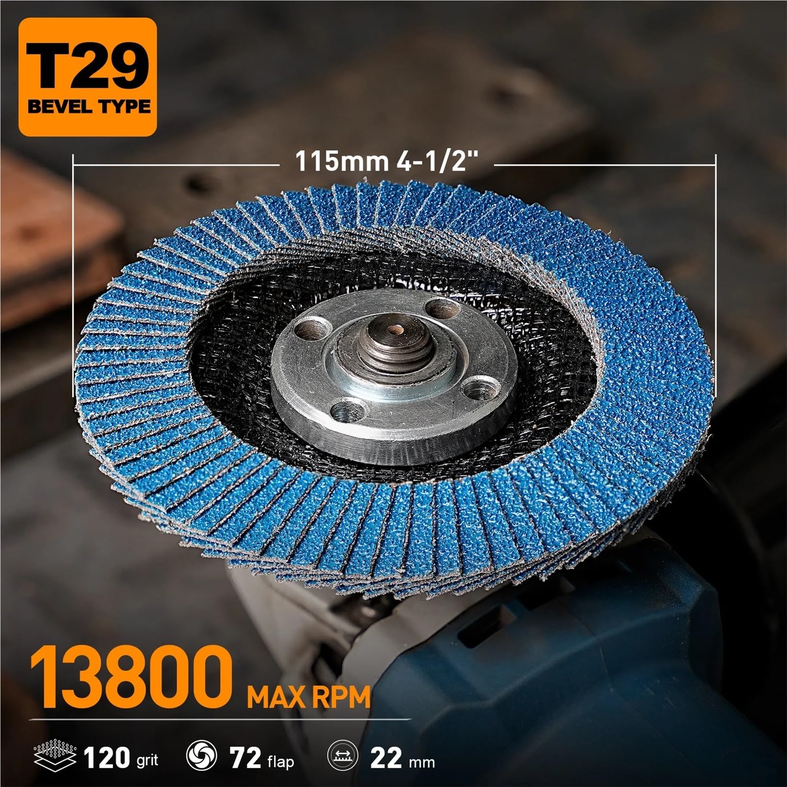 Dischi di levigatura per smerigliatrice angolare 2/5 pezzi T29 dischi lamellari smerigliatrice angolare da 115 mm levigatura mola 4,5 pollici for la rimozione del metallo(Grit 120,5pcs)