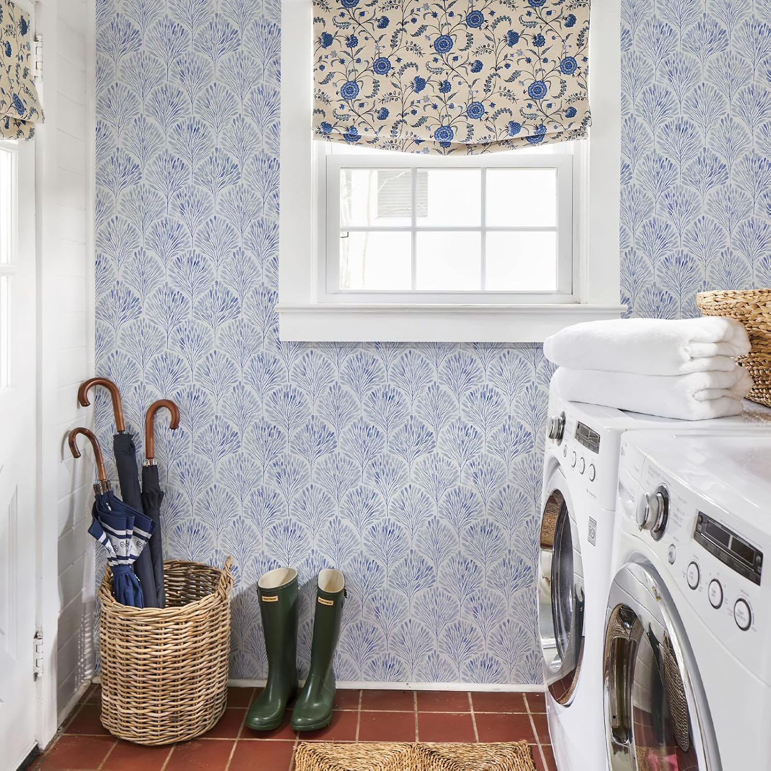 Simon&Siff Modern Wallpaper Peel and Stick Boho Contact Paper Blue Geometric Wallpaper Removable Waterproof Self Adhesive Wall Paper for Bedroom Cabinets Decor 480" x 17.3"