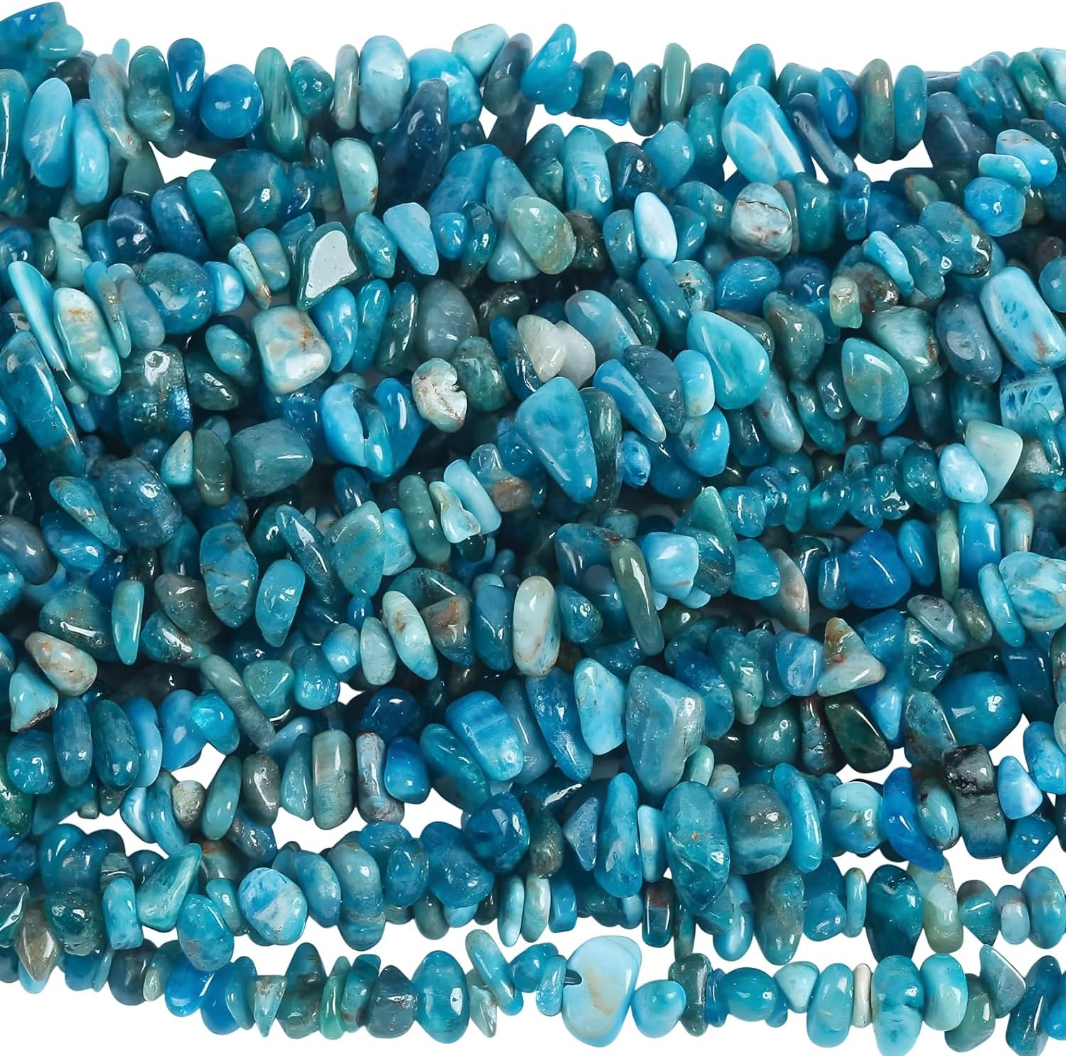 HAAMIIQII 5-8mm Natural Blue Apatite Chips Irregular Genuine Real Freeform Chip Loose Gemstone Beads Energy Healing Beads for Jewelry Making Strand 30 Inch - Image 3