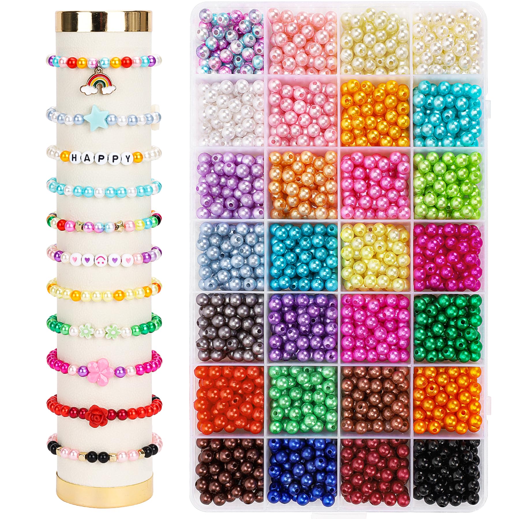 Beads For Crafts 500 Black Acrylic Round Pony Beads – 6x4mm Craft Kandi Bracelets & Jewelry Beads For Kids - Foto 9