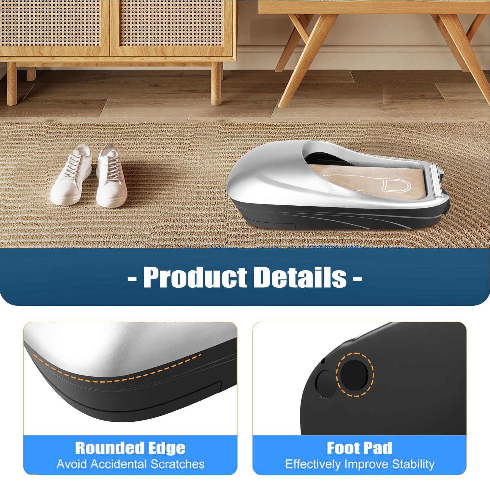 Dispensador automático de cubrezapatos, máquina de film transparente para zapatos con películas de 100 m, dispensador portátil de cubrezapatos, protector de pies y alfombras, dispensador de cubrezap